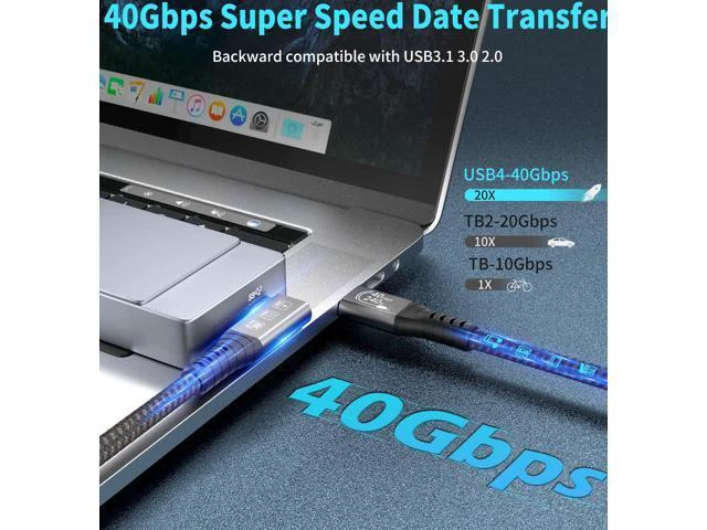 Alt view image 5 of 7 - USB4 8K Cable 1.2M Thunderbolt 4 Compatible USB 4 Type-c Extension Cable Ultra HD 8K@60Hz 100W Charging 40Gbps Data Compatible with External SSD eGPU 1xBend 1x Straight