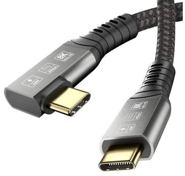 Main image of USB4 8K Cable 1.2M Thunderbolt 4 Compatible USB 4 Type-c Extension Cable Ultra HD 8K@60Hz 100W Charging 40Gbps Data Compatible with External SSD eGPU 1xBend 1x Straight