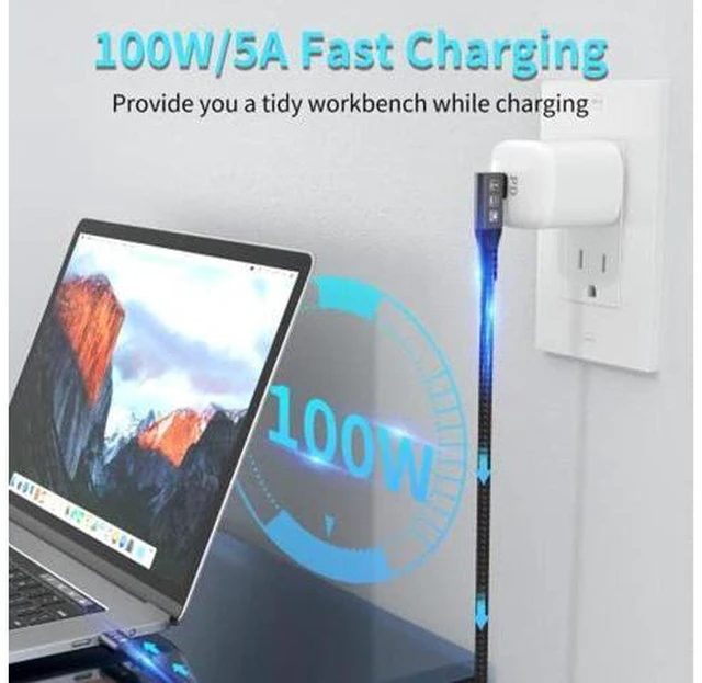 Alt view image 5 of 5 - USB4 8K Cable 1.2M Thunderbolt 4 Compatible USB 4 Type-c Extension Cable Ultra HD 8K@60Hz 100W Charging 40Gbps Data Compatible with External SSD eGPU 1xBend 1x Straight