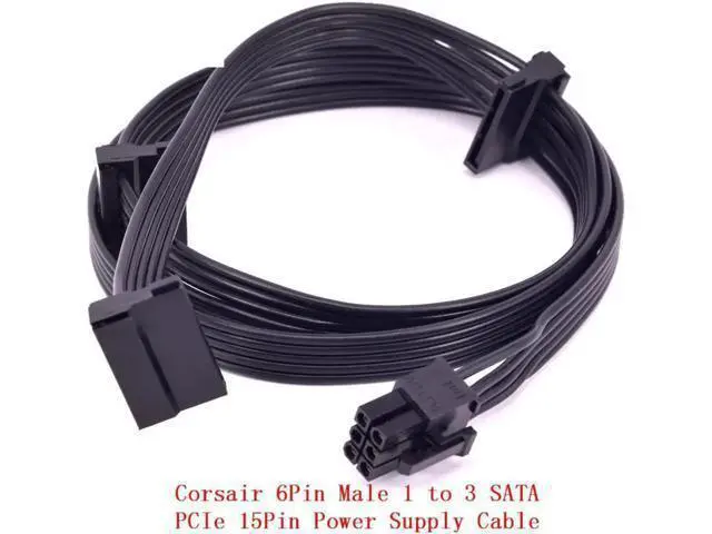 Alt view image 7 of 7 - PCI-e 6Pin Male 1 to 3 SATA 15Pin Power Supply Cable for CORSAIR CS CX HX RM Series CS450M CS550M CS650M CS750M CS850M CX450M CX650MX CX750M HX1050 HX850 HX750 HX650 RM450 RM550