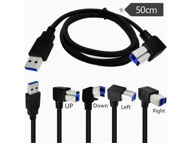 Alt view image 2 of 2 - USB3.0 square port data cable A Revolution B male 90 degrees up and down left and right elbow hard disk box printer cable 1.5m Down Angle