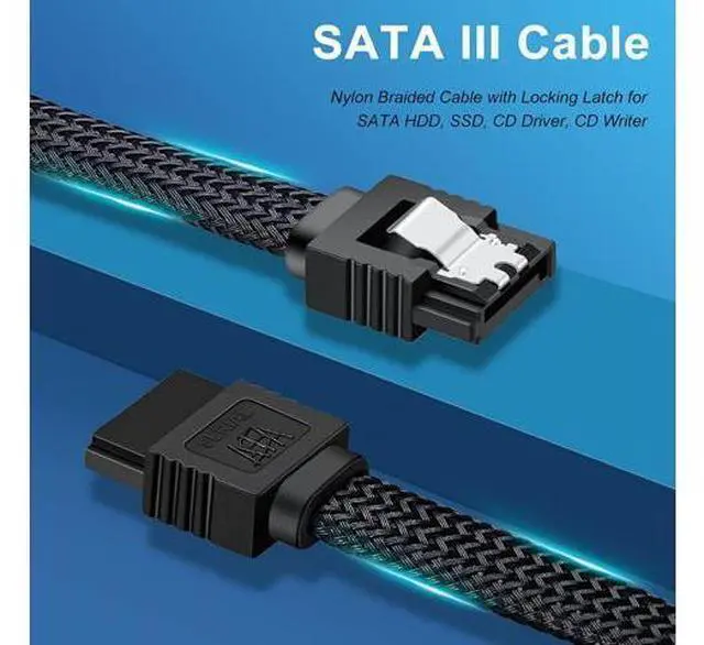 Alt view image 7 of 7 - SATA III Cable,Electop 6Gbps Straight HDD SDD Data Cable, SATA 3.0 Nylon Braided Cable with Locking Latch for SATA HDD, SSD, CD Driver, CD Writer(20 Inch, Black,5 Pack)