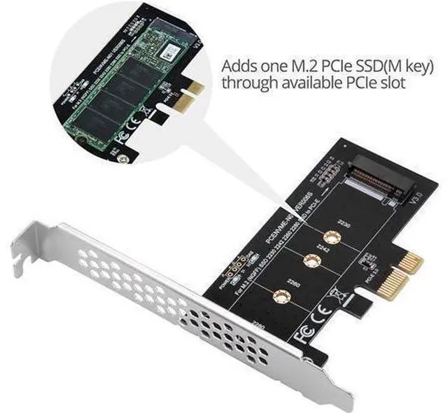 Alt view image 2 of 4 - NVME M.2 SSD M Key to PCI-e 3.0 x1 Host Controller Expansion Card,Supports M2 NGFF PCI-e 3.0, 2.0 or 1.0, NVME or AHCI, M-Key, 2280, 2260, 2242, 2230 Solid State Drives with Low Profile Bracket
