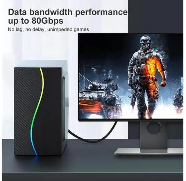 Alt view image 3 of 5 - DisplayPort 2.0 Cable 16K 10K HDR 16K@60Hz 4K@165Hz 80Gbps Display Port Adapter For Video PC Laptop TV DP 2.0 Display Cable