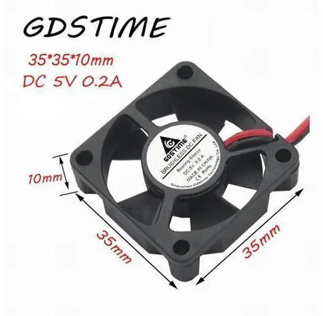Main image of 2 Pieces 3.5cm 35x35x10mm 5V Brushless DC Cooling Fan 35mm x 10mm 3510 Mini Cooler 2Pin 2.0