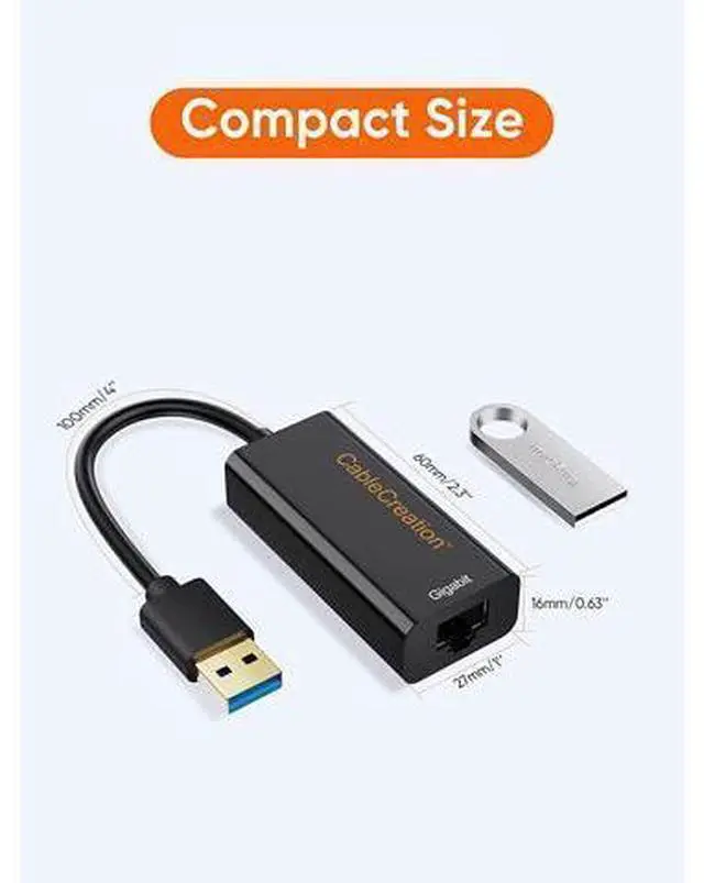 Alt view image 6 of 7 - USB 3.0 Network Adapter, High Performance Gold Plated USB to RJ45 Gigabit Ethernet Adapter Supporting 10/100/1000 Mbps Ethernet, No Driver Required, Black