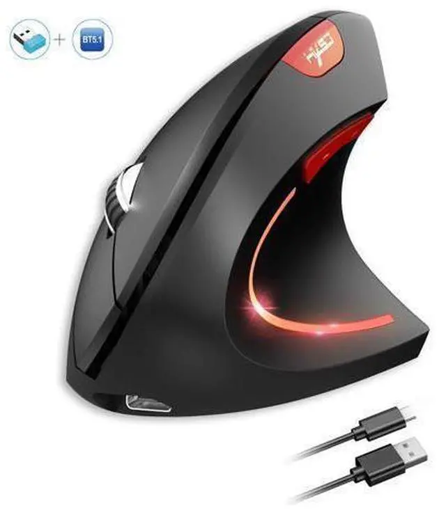 Main image of Ergonomic vertical mouse 2.4G + BT5.1 dual-mode 2400dpi adjustable silent design black- Dual Mode