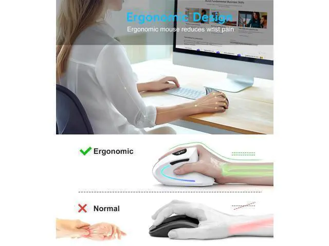 Alt view image 2 of 7 - Ergonomic vertical mouse 2.4G + BT5.1 dual-mode 2400dpi adjustable silent design black- Dual Mode