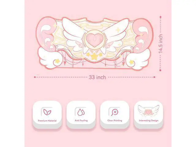 Alt view image 2 of 7 - GeekShare Large Gaming Mouse Pad Kawaii Pink Non-Slip Rubber Back Mouse Pad Big Waterproof Desk Mat for Keyboard and Mouse Perfect for Gaming,or Home Office Work - Star WingsSuper Dense Cloth