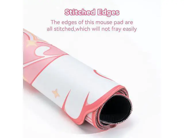 Alt view image 5 of 7 - GeekShare Large Gaming Mouse Pad Kawaii Pink Non-Slip Rubber Back Mouse Pad Big Waterproof Desk Mat for Keyboard and Mouse Perfect for Gaming,or Home Office Work - Star WingsSuper Dense Cloth
