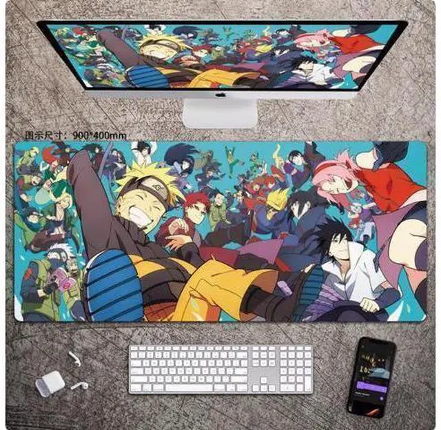 Main image of Anime NARUTO mouse pad Extended Gaming Mouse Pad with Stitched Edges, Large Mouse pad with Non-Slip Rubber Base for Work & Gaming, Office & Home 800*300mm
