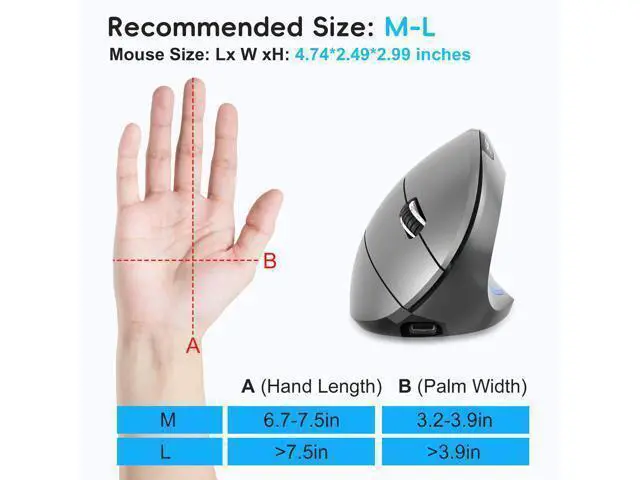 Alt view image 5 of 7 - Ergonomic vertical mouse 2.4G + BT5.1 dual-mode 2400dpi adjustable silent design black- Dual Mode