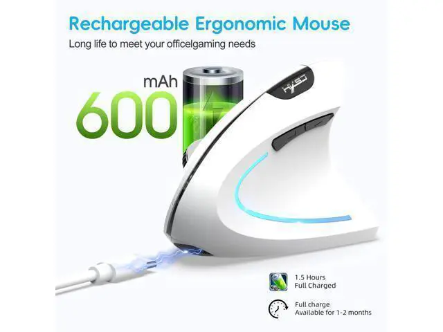 Alt view image 6 of 7 - Ergonomic vertical mouse 2.4G + BT5.1 dual-mode 2400dpi adjustable silent design black- Dual Mode