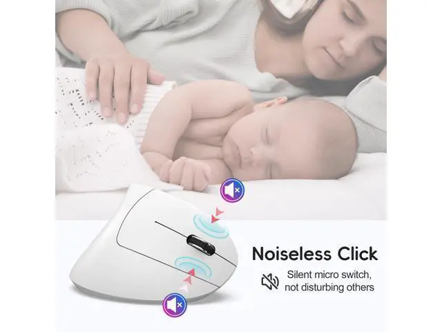 Alt view image 7 of 7 - Ergonomic vertical mouse 2.4G + BT5.1 dual-mode 2400dpi adjustable silent design black- Dual Mode