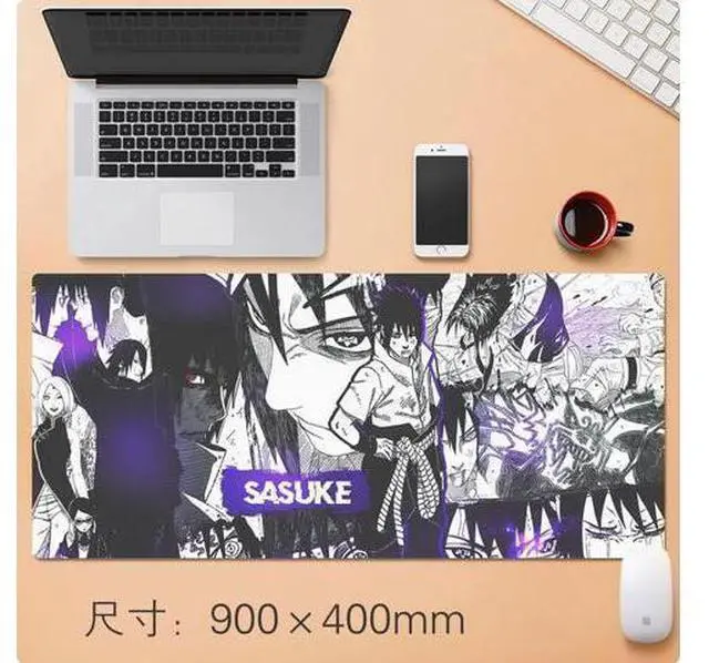 Main image of Naruto anime Sasuke mouse pad Extended Gaming Mouse Pad with Stitched Edges, Large Mouse pad with Non-Slip Rubber Base for Work & Gaming, Office & Home, 35.4x15.7inch