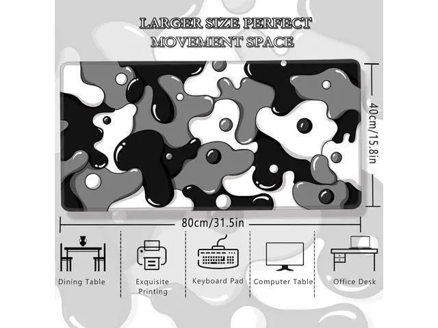 Alt view image 4 of 6 - MEWOOCUE® Gaming Mouse Pad for Desk,Large Cute Black White Mousepad Laptop,Japanese Grey Anime Mouse Mat,Long XXL Waterproof Keyboard Pads,Big Non-Slip Mouse Pads for Game Office Home31.5 x 15.7 in