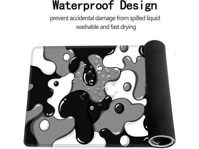 Alt view image 3 of 6 - MEWOOCUE® Gaming Mouse Pad for Desk,Large Cute Black White Mousepad Laptop,Japanese Grey Anime Mouse Mat,Long XXL Waterproof Keyboard Pads,Big Non-Slip Mouse Pads for Game Office Home31.5 x 15.7 in