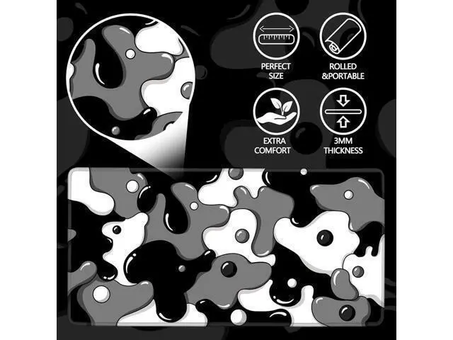 Alt view image 6 of 6 - MEWOOCUE® Gaming Mouse Pad for Desk,Large Cute Black White Mousepad Laptop,Japanese Grey Anime Mouse Mat,Long XXL Waterproof Keyboard Pads,Big Non-Slip Mouse Pads for Game Office Home31.5 x 15.7 in