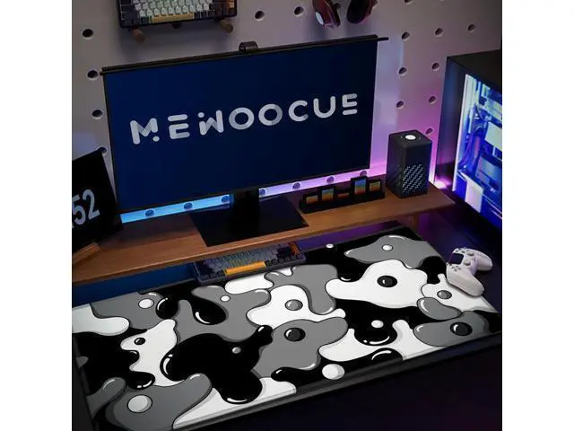 Alt view image 5 of 6 - MEWOOCUE® Gaming Mouse Pad for Desk,Large Cute Black White Mousepad Laptop,Japanese Grey Anime Mouse Mat,Long XXL Waterproof Keyboard Pads,Big Non-Slip Mouse Pads for Game Office Home31.5 x 15.7 in