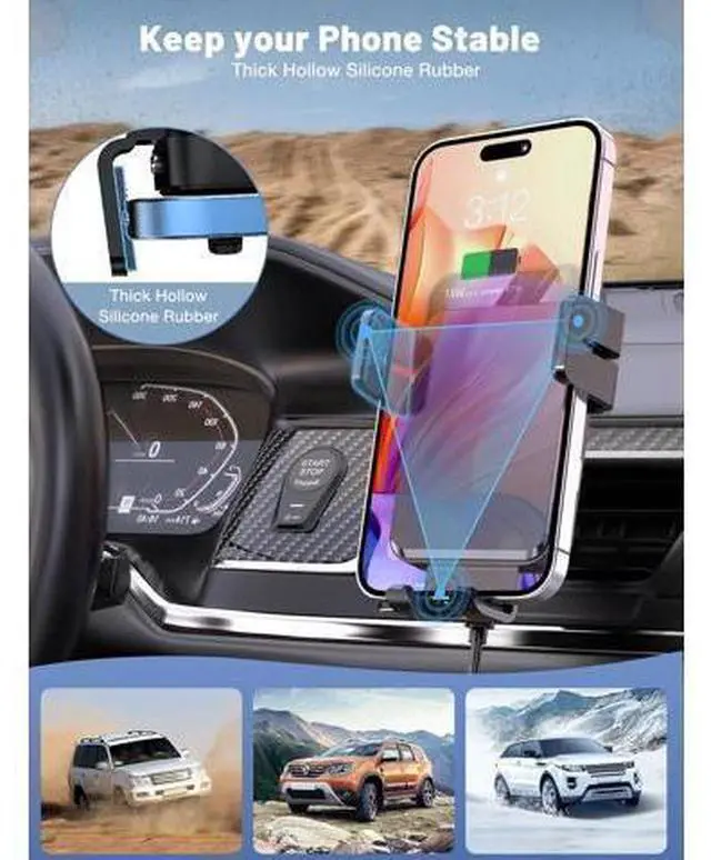 Alt view image 5 of 6 - Wireless Car Charger Auto-Clamping Car Mount 15W/10W/7.5W Fast Charging Air Vent Car Phone Mount Compatible with iPhone 15/14/13/13 Pro/12 Pro Max/12 pro/12/11/10 Series Galaxy Series