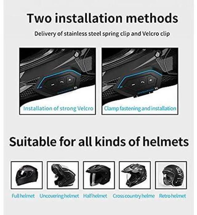 Alt view image 3 of 5 - Helmet Bluetooth Headset, Waterproof Motorcycle Bluetooth Headset, Sound Quality and Intelligent Voice Reduction, Helmet Bluetooth Speakers with Smart Connection and Voice Assistant, by EUSTOLI