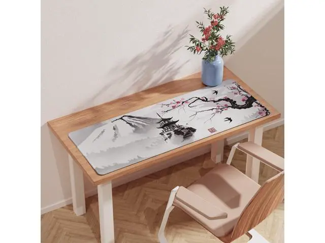 Alt view image 3 of 7 - Japanese Cherry Blossom Mouse Pad (31.5 × 11.8 × 0.12 inch) Extended Large Mouse Mat Desk Pad Stitched Edges Mousepad Non-Slip Rubber Base Gaming Mouse Pad Office & Home.