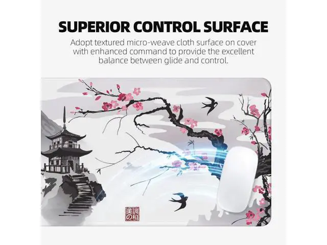 Alt view image 4 of 7 - Japanese Cherry Blossom Mouse Pad (31.5 × 11.8 × 0.12 inch) Extended Large Mouse Mat Desk Pad Stitched Edges Mousepad Non-Slip Rubber Base Gaming Mouse Pad Office & Home.