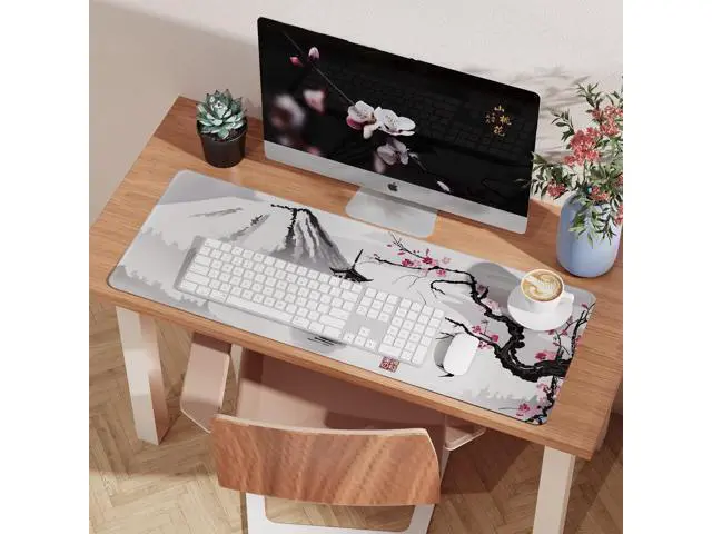 Alt view image 7 of 7 - Japanese Cherry Blossom Mouse Pad (31.5 × 11.8 × 0.12 inch) Extended Large Mouse Mat Desk Pad Stitched Edges Mousepad Non-Slip Rubber Base Gaming Mouse Pad Office & Home.