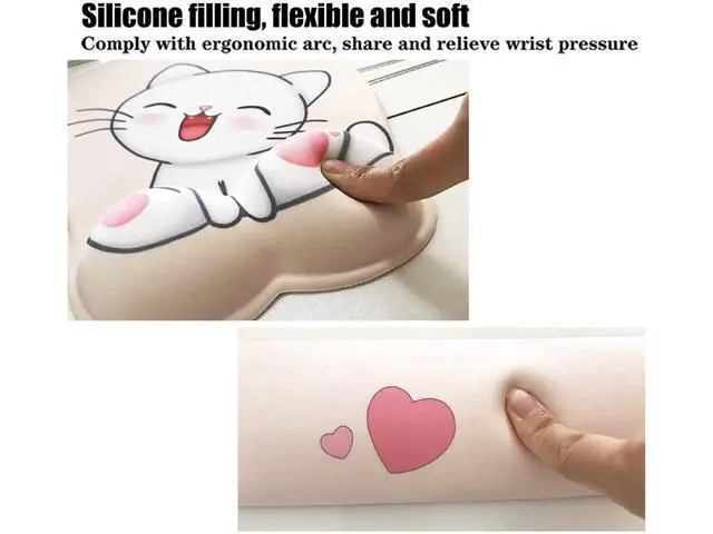 Alt view image 3 of 7 - Keyboard wrist rest and mouse pad and mouse wrist rest support set , anime kawaii cute pink mouse pad and keyboard pad set ,Silica gel easy typing pain relief ,suitable for computers, laptops(apricot)