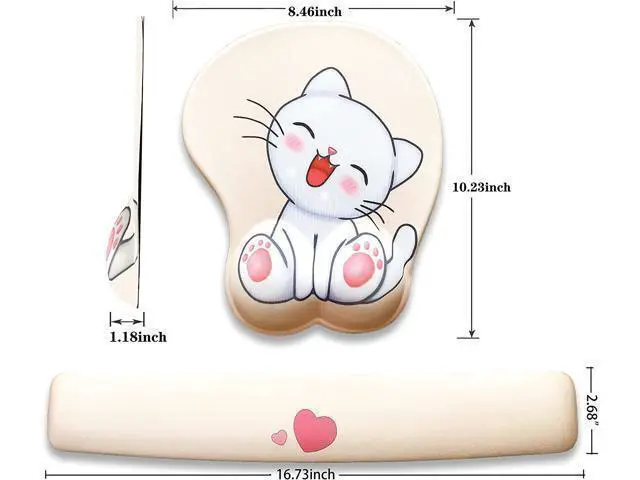 Alt view image 7 of 7 - Keyboard wrist rest and mouse pad and mouse wrist rest support set , anime kawaii cute pink mouse pad and keyboard pad set ,Silica gel easy typing pain relief ,suitable for computers, laptops(apricot)