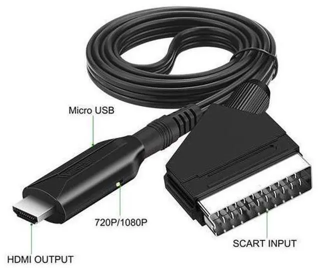 Main image of HDMI-compatible To SCART Adapter Video Audio Upscale Converter PAL/NTSC for HD TV DVD Box Signal Upscale Converter Accessories