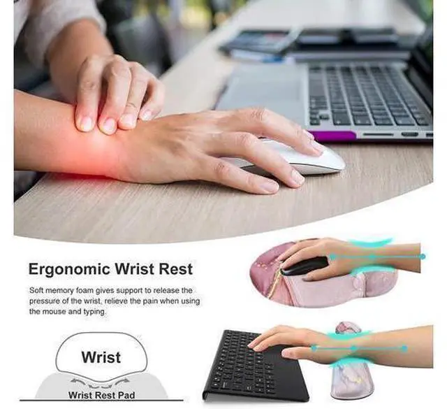 Alt view image 2 of 7 - Lateefah Mouse Pad with Wrist Rest 3-in-1 Gaming Mouse Pad Keyboard Wrist Rest Ergonomic Memory Foam Mousepad with Wrist Support for Computer Keyboard