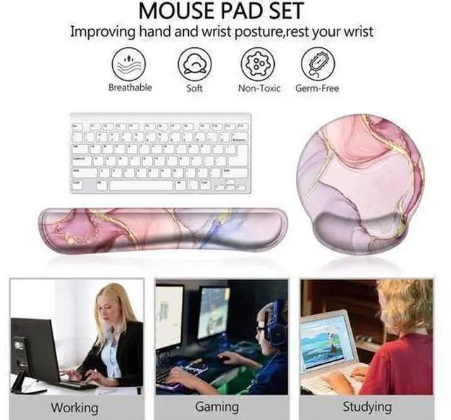 Alt view image 7 of 7 - Lateefah Mouse Pad with Wrist Rest 3-in-1 Gaming Mouse Pad Keyboard Wrist Rest Ergonomic Memory Foam Mousepad with Wrist Support for Computer Keyboard
