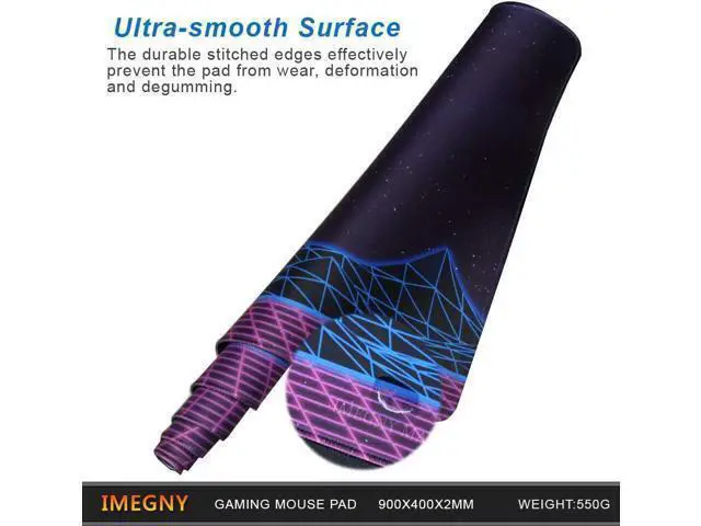 Alt view image 5 of 7 - Large Gaming Mouse Pad Extended XXL Desk Pad & Non-Slip Rubber Mat for Mice and Keyboard with Stitched Edges 90x40 zisesun011