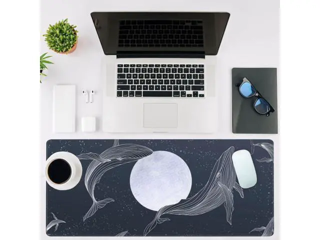 Alt view image 2 of 5 - NIYLYNSYN Whales and Moon Gaming Mouse Pad,Large Non-Slip Thick Stitched Edge Mouse Mat for Home Office Gaming Keyboard Desk Pad (35.4 x 15.7 Inches)