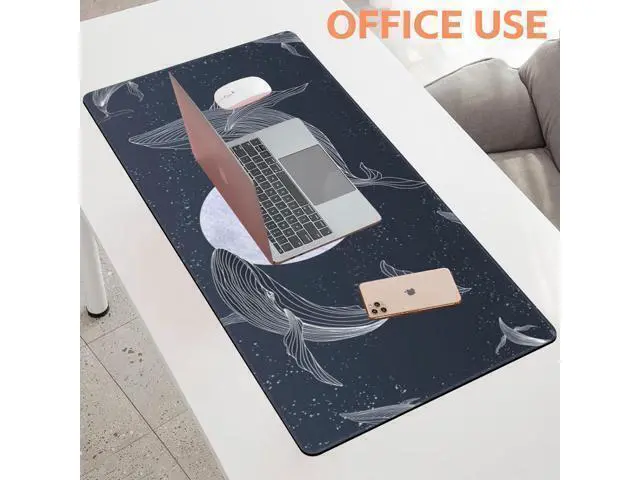 Alt view image 5 of 5 - NIYLYNSYN Whales and Moon Gaming Mouse Pad,Large Non-Slip Thick Stitched Edge Mouse Mat for Home Office Gaming Keyboard Desk Pad (35.4 x 15.7 Inches)