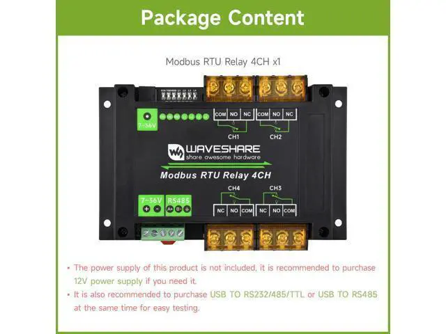 Alt view image 2 of 5 - Waveshare Industrial Modbus RTU 4-ch Relay Module with RS485 Interface, 30A High Current, Onboard LED Indicators, Multi Isolation Protection Circuits, Industrial Grade Rail-Mount Case
