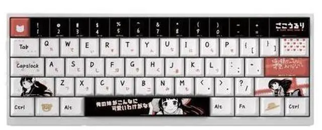 Main image of Wugeng Glass keycaps with a 2D theme, original factory height side-engraved translucent PBT compatible 60-65-68-75-87