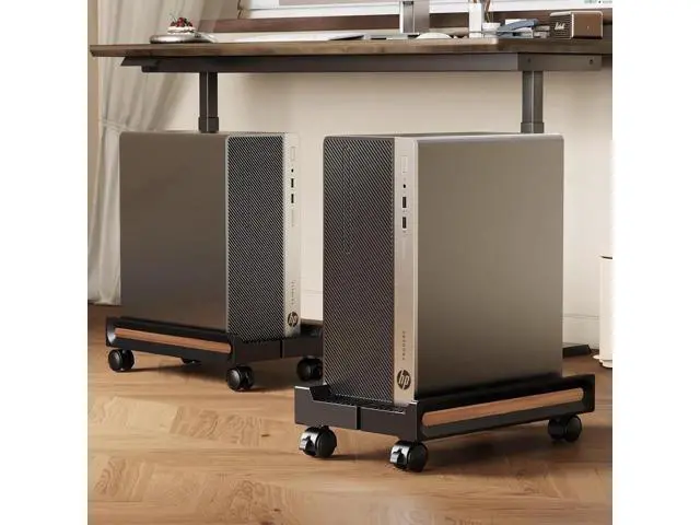 Alt view image 2 of 7 - Adjustable Mobile CPU Stand,Ventilated PC stand for floor, Computer Tower Stand with Locking Caster Wheels Fits Most PC,Computer Mobile Cart Holder for Office,Gamers and Students