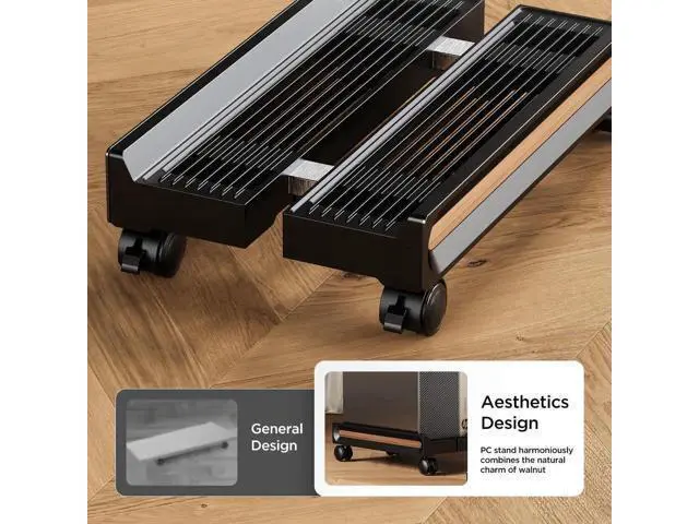 Alt view image 3 of 7 - Adjustable Mobile CPU Stand,Ventilated PC stand for floor, Computer Tower Stand with Locking Caster Wheels Fits Most PC,Computer Mobile Cart Holder for Office,Gamers and Students