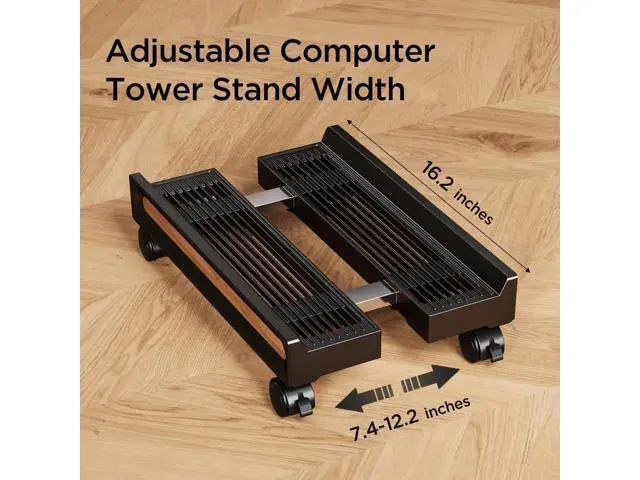 Alt view image 7 of 7 - Adjustable Mobile CPU Stand,Ventilated PC stand for floor, Computer Tower Stand with Locking Caster Wheels Fits Most PC,Computer Mobile Cart Holder for Office,Gamers and Students