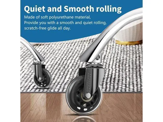 Alt view image 5 of 6 - Office Chair Wheels, Heavy-Duty Caster Wheels 3 Inch, Replacement Wheels for Office Chair, Rubber Casters for Wood Floors/Carpet, Safe Quiet Rolling for Office Desk Chair Chair Wheels Set of 5