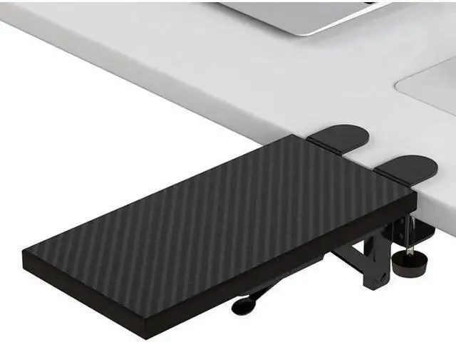 Main image of Ergonomics Desk Extender Tray, 11.8"x5.9" Punch-Free Clamp on, Foldable Keyboard Drawer Tray, Table Mount Arm Wrist Rest Shelf, Computer Elbow Arm Support -Walnut Black