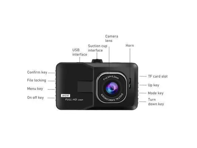 Alt view image 2 of 7 - Car DVR 1080P HD 3 Inch Cycle Recording Dash Camera for Auto