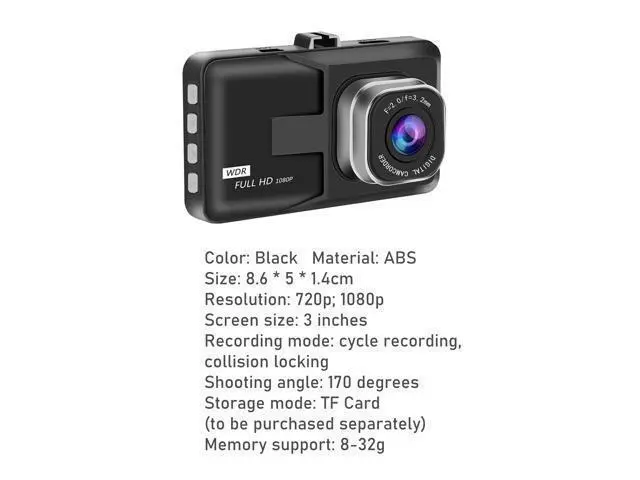 Alt view image 6 of 7 - Car DVR 1080P HD 3 Inch Cycle Recording Dash Camera for Auto