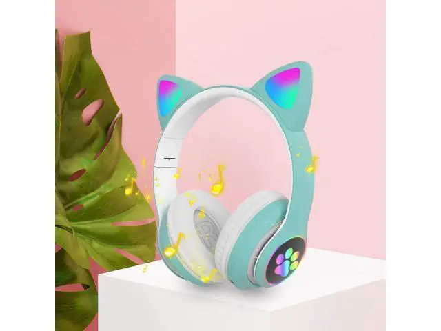 Alt view image 5 of 7 - Gaming Headset Stereo Gaming Headset Cute Cat Ear Headphones with Noise Canceling Mic LED Light Bluetooth 5.0 Wireless Gaming Headset PC Headset for Kids Adult