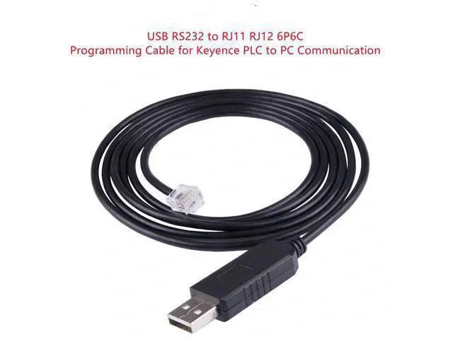 Alt view image 2 of 6 - USB RS232 to RJ11 RJ12 6P6C Programming Cable for Keyence PLC to PC Communication, FTDI Chip Built-in