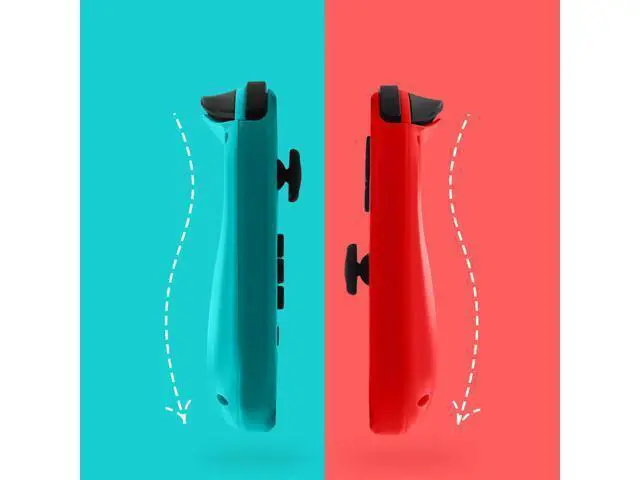 Alt view image 2 of 7 - Joy Con Controller for Nintendo Switch,Wireless Controller Replacement for Nintendo Switch Support Wake-up Function with Strap(Blue and Neon Red)