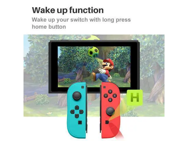 Alt view image 3 of 7 - Joy Con Controller for Nintendo Switch,Wireless Controller Replacement for Nintendo Switch Support Wake-up Function with Strap(Blue and Neon Red)