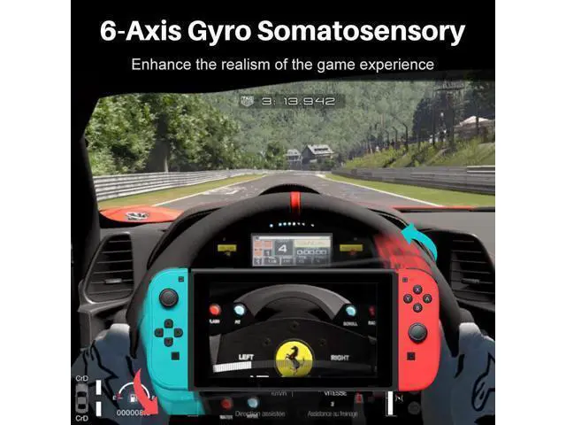 Alt view image 5 of 7 - Joy Con Controller for Nintendo Switch,Wireless Controller Replacement for Nintendo Switch Support Wake-up Function with Strap(Blue and Neon Red)